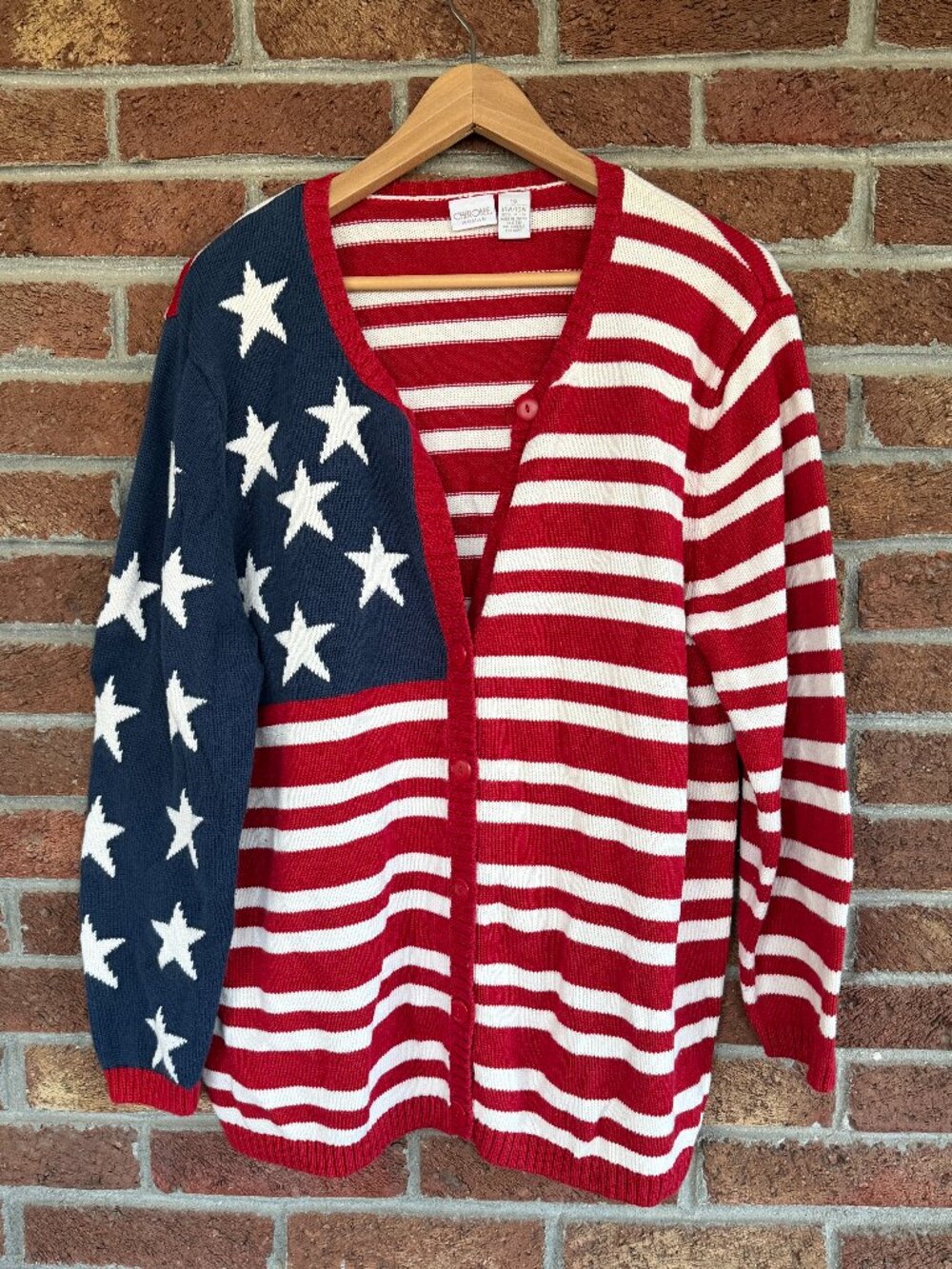 vintage american flag sweater * cherokee * size 0X * ladies * fun pattern
